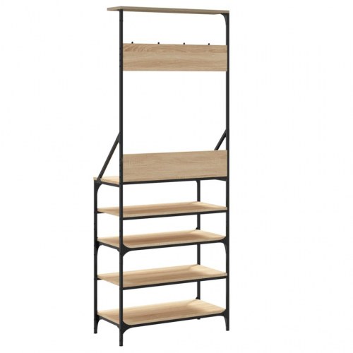 Tøjstativ med skoopbevaring 70x34x184 cm sonoma-eg