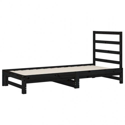 Daybed med udtræk 2x(90x200) cm massivt fyrretræ sort