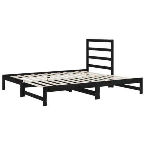 Daybed med udtræk 2x(90x200) cm massivt fyrretræ sort