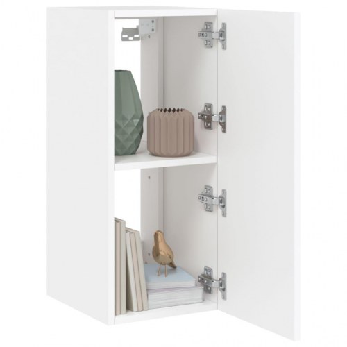 Væghængt tv-bord med LED-lys 30,5 x 35 x 70 cm - hvid