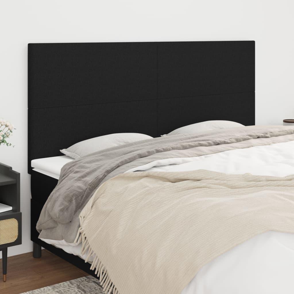 Sengegavle 80X5X78/88 Cm Stof Sort - Høj / 200 cm