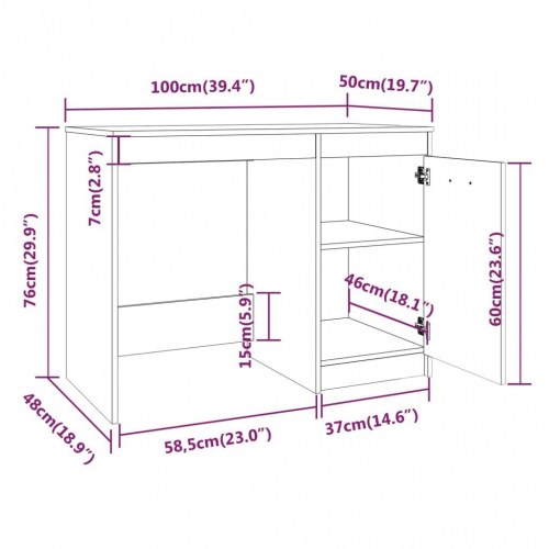 Skrivebord 100x50x76 cm konstrueret træ grå sonoma-eg