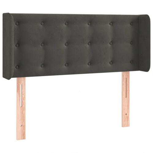 Sengegavl med LED-lys i fløjl 83 x 16 x 78/88 cm - mørkegrå