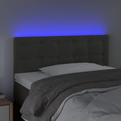 Sengegavl med LED-lys i fløjl 80 x 5 x 78/88 cm - mørkegrå