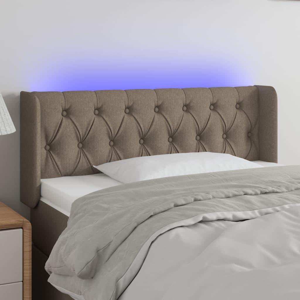 Sengegavl med LED-lys 93x16x78/88 cm stof gråbrun