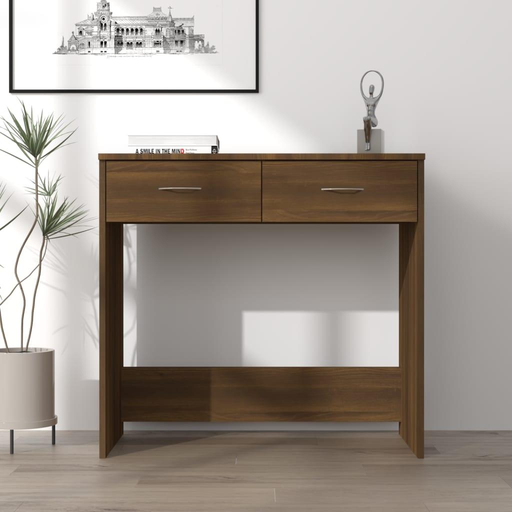 Skrivebord 80x40x75 cm konstrueret træ brun egetræsfarve
