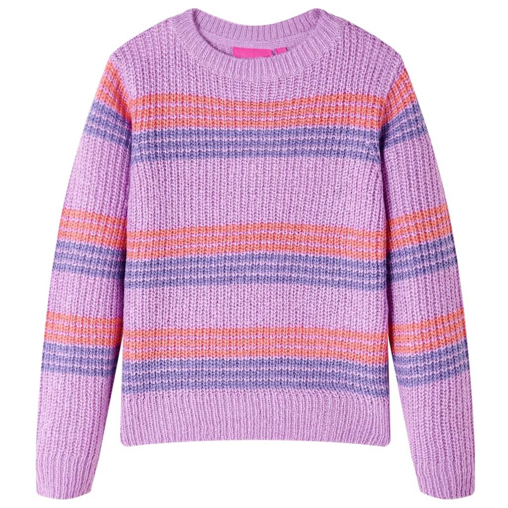 Sweater til børn str. 92 strikket lilla og lyserød