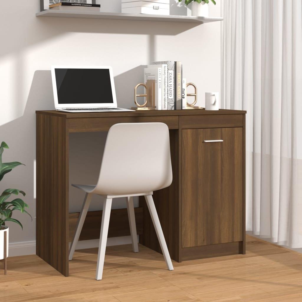 Skrivebord 100x50x76 cm konstrueret træ brun egetræsfarve