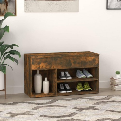 Skobænk i konstrueret træ - 80×30×45 cm, røget egetræsfarve