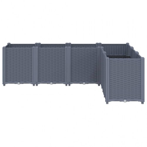 Plantekasse med 6 moduler 160 x 120 x 53 cm - blågrå