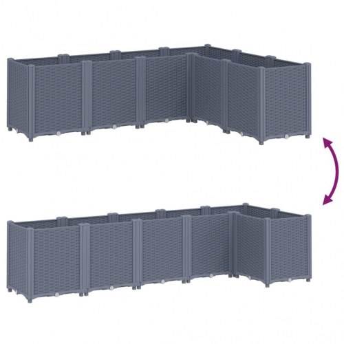 Plantekasse med 6 moduler 160 x 120 x 53 cm - blågrå
