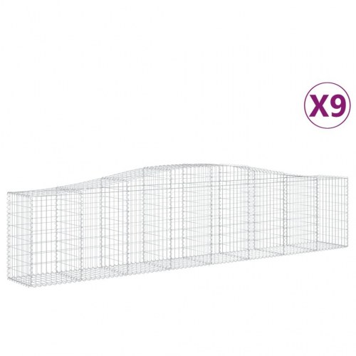 Buede gabionkurve - 9 stk. 400 × 50 × 80/100 cm i galvaniseret jern