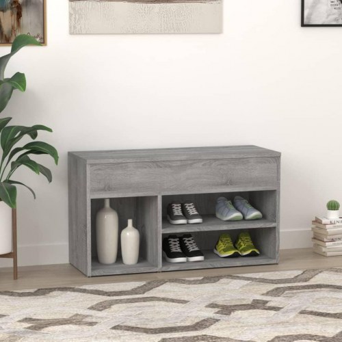 Skobænk 80 × 30 × 45 cm - konstrueret træ, grå sonoma-eg