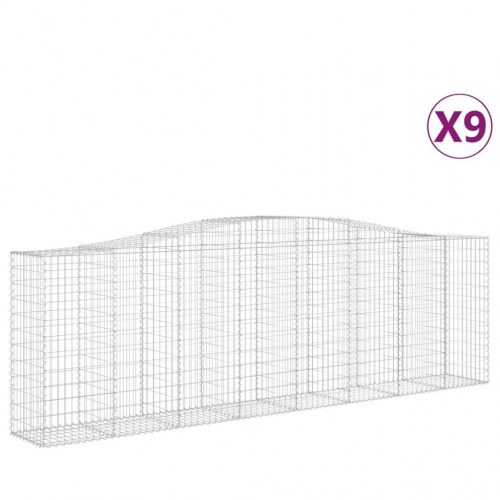 Buede gabionkurve - 9 stk. 400 × 50 × 120/140 cm i galvaniseret jern
