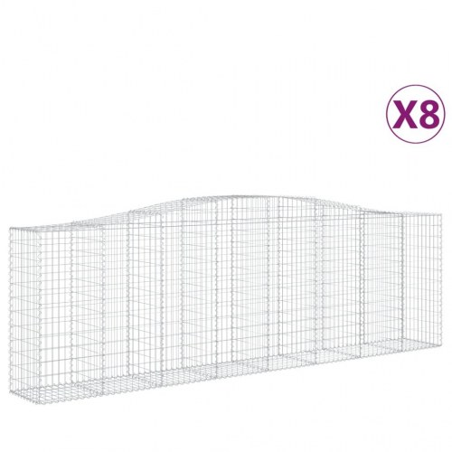 Buede gabionkurve - 8 stk. 400×50×120/140 cm i galvaniseret jern