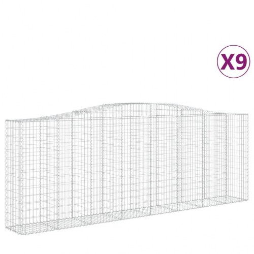 Buede gabionkurve - 9 stk. 400×50×140/160 cm i galvaniseret jern