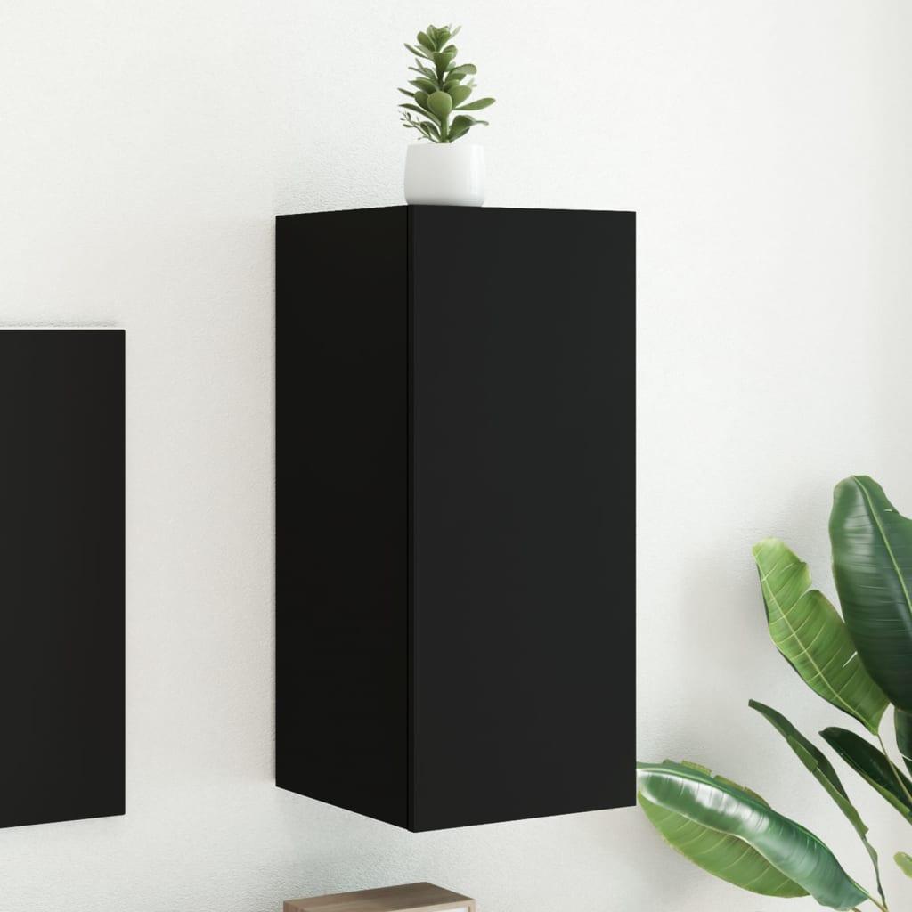 Væghængt Tv Bord Med Led Lys 30 5x35x70 Sort