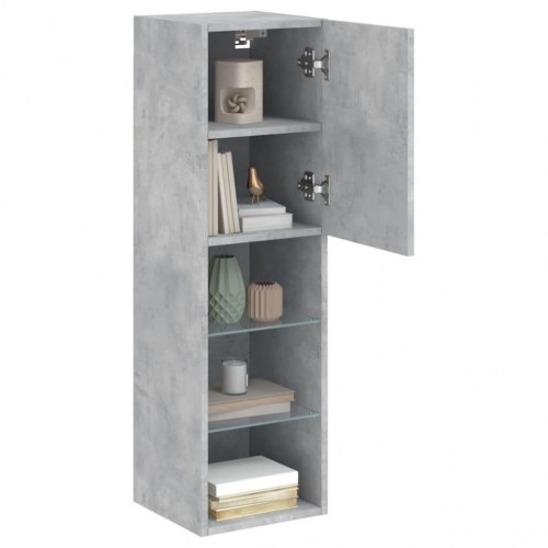 Tv-borde med LED-lys - 2 stk., 30,5×30×102 cm, betongrå