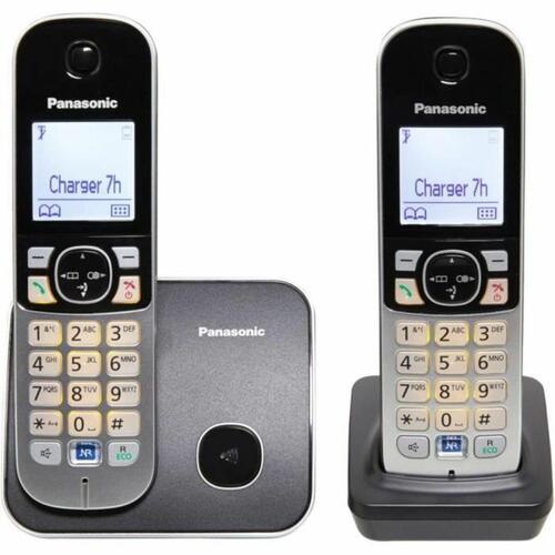 Trådløs telefon Panasonic KX-TG6812FRB Grå Sort/Sølvfarvet