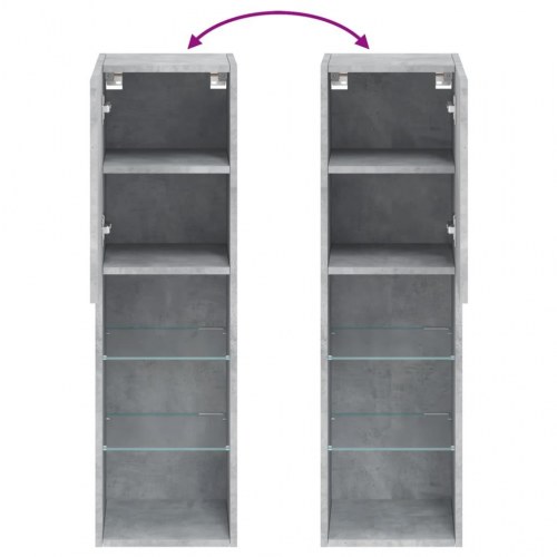 Tv-borde med LED-lys - 2 stk., 30,5×30×102 cm, betongrå