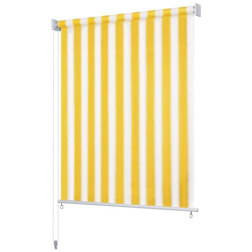 Udendørs rullegardin 140 x 140 cm gul og hvid stribet