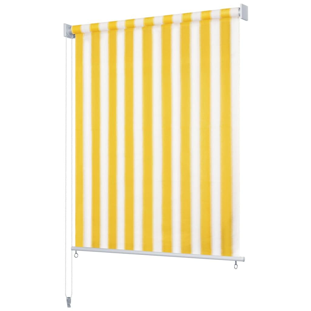 Udendørs rullegardin 140 x 140 cm gul og hvid stribet