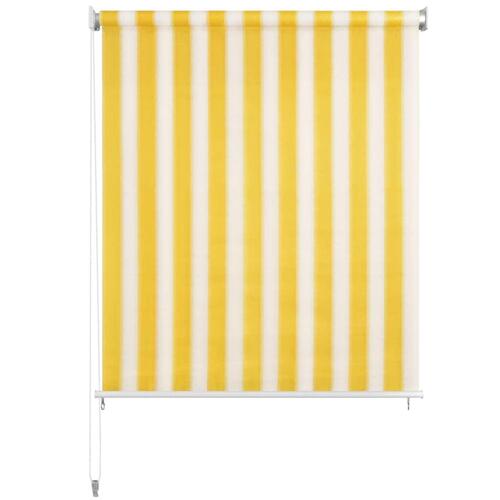 Udendørs rullegardin 140 x 140 cm gul og hvid stribet