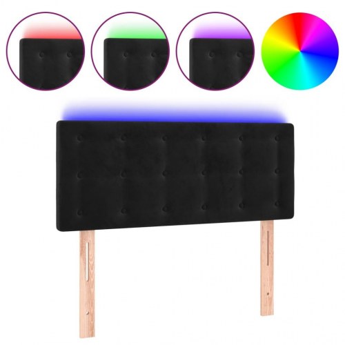 Sengegavl med LED-lys i fløjl 100 x 5 x 78/88 cm - sort