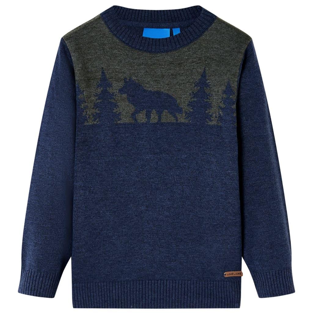 Sweater til børn str. 116 strikket marineblå