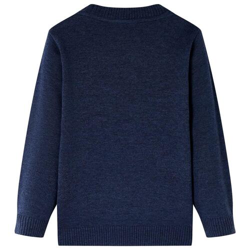 Sweater til børn str. 116 strikket marineblå