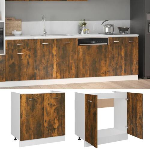 Skab 80x46x81,5 cm konstrueret træ røget egetræsfarve