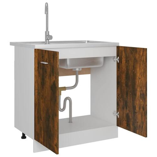 Skab 80x46x81,5 cm konstrueret træ røget egetræsfarve