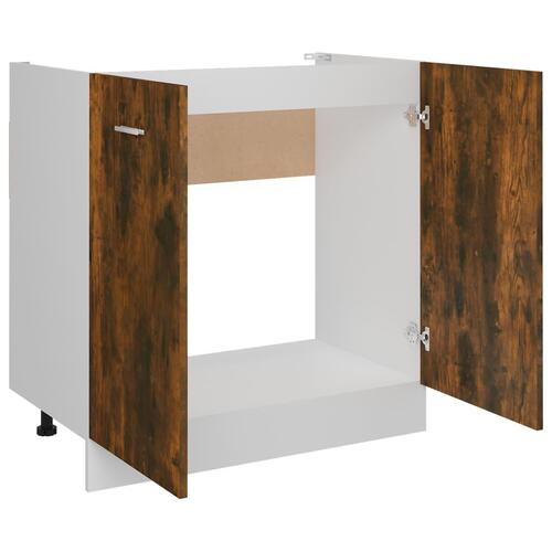Skab 80x46x81,5 cm konstrueret træ røget egetræsfarve