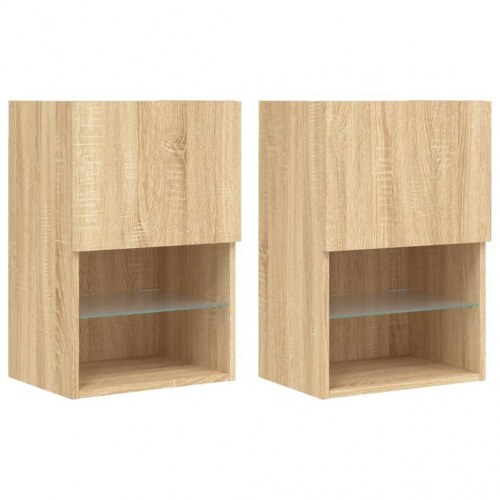 Tv-borde med LED-lys 2 stk. 40,5x30x60 cm sonoma-eg