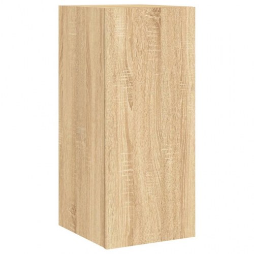 Væghængt tv-bord med LED-lys 30,5 x 35 x 70 cm - sonoma-eg