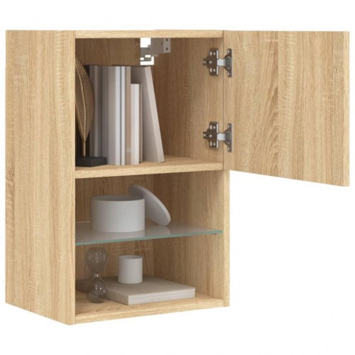 Tv-borde med LED-lys 2 stk. 40,5x30x60 cm sonoma-eg