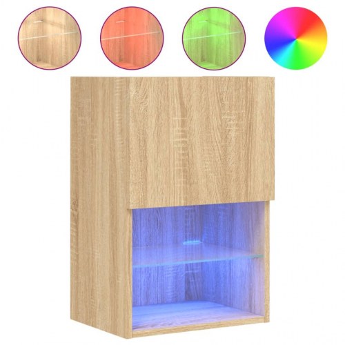 Tv-borde med LED-lys 2 stk. 40,5x30x60 cm sonoma-eg