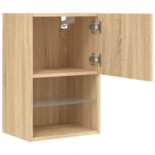 Tv-borde med LED-lys 2 stk. 40,5x30x60 cm sonoma-eg