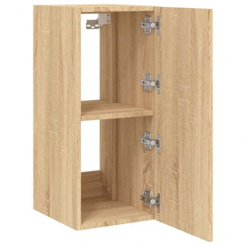 Væghængt tv-bord med LED-lys 30,5 x 35 x 70 cm - sonoma-eg