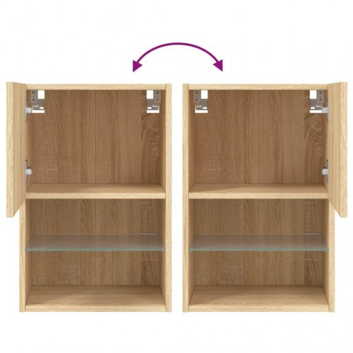 Tv-borde med LED-lys 2 stk. 40,5x30x60 cm sonoma-eg