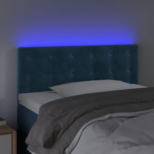 Sengegavl med LED-lys 100 x 5 x 78/88 cm fløjl mørkeblå