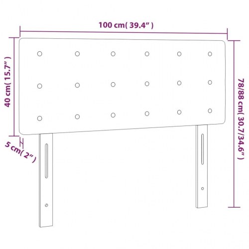 Sengegavl med LED-lys i fløjl 100 x 5 x 78/88 cm - lyserød