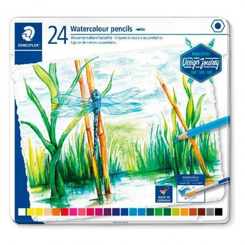 Staedtler Design Journey akvarelblyanter - 24 farver (metalæske, 5 sæt)