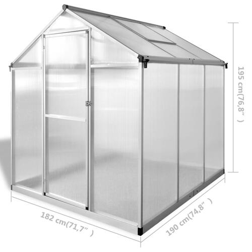 Drivhus 3,46 m² forstærket aluminium