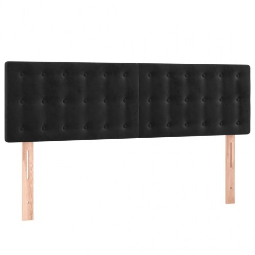 Sengegavl med LED-lys i fløjl 144 x 5 x 78/88 cm - sort