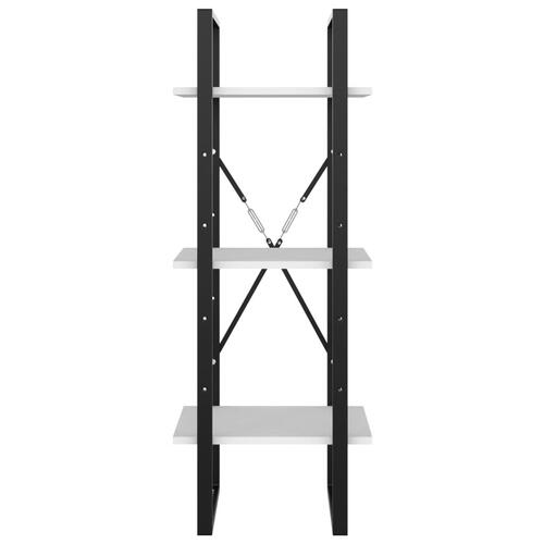 Bogreol med 3 hylder 40x30x105 cm konstrueret træ hvid