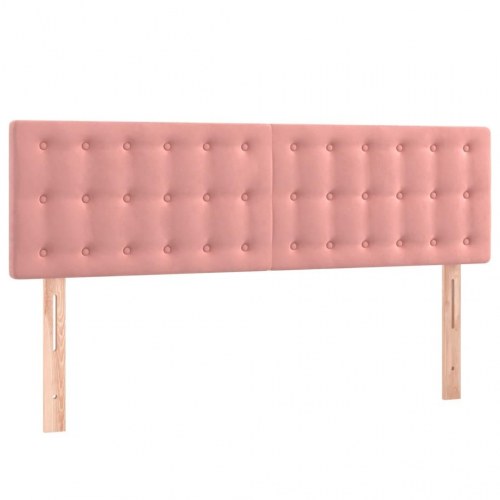 Sengegavl med LED-lys i fløjl 144 x 5 x 78/88 cm - lyserød