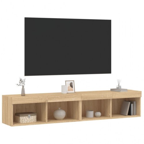 TV-borde med LED-lys 2 stk. 80 x 30 x 30 cm - sonoma-eg