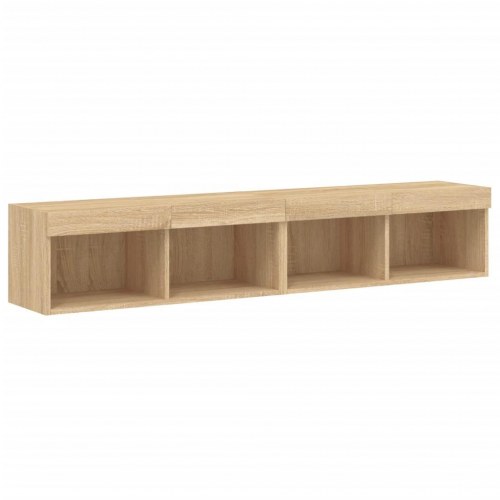 TV-borde med LED-lys 2 stk. 80 x 30 x 30 cm - sonoma-eg