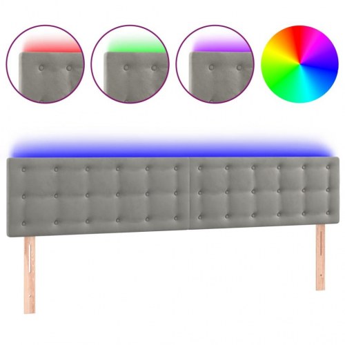 Sengegavl med LED-lys 160 x 5 x 78/88 cm - lysegrå